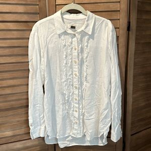 Pilcro by Anthropologie ~ White Linen Blend Button Up Blouse ~ S
